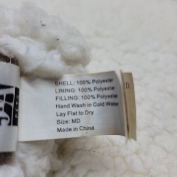 Friends Forever Faux Tan Suede & Cream Sheerling Dog Jacket- Size M - Picture 8 of 8